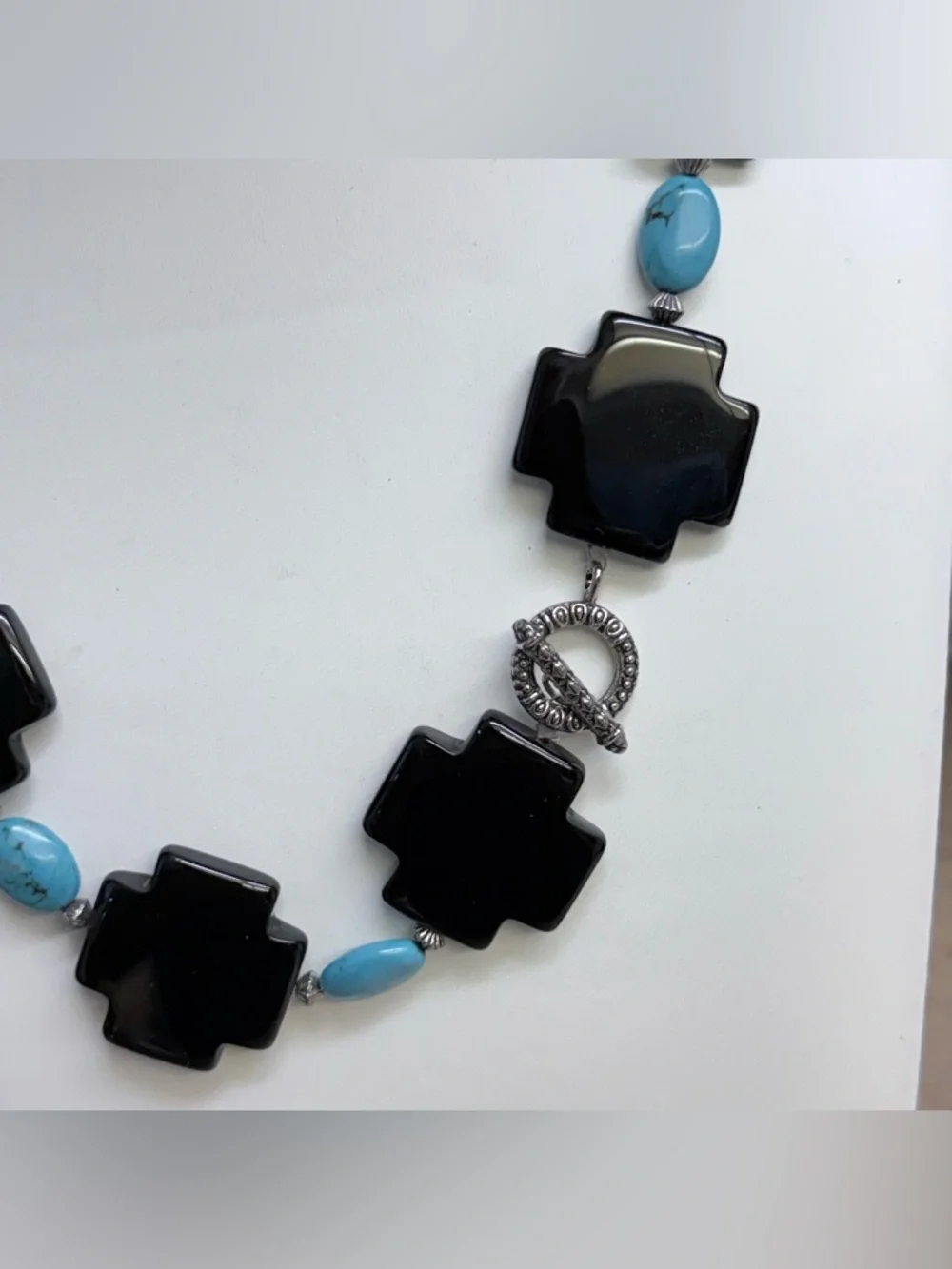 Striking Onyx and turquoise statement necklace